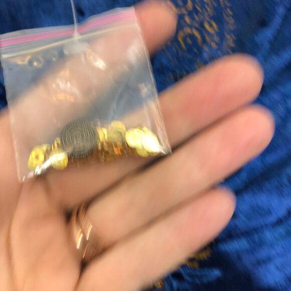 Soft Surroundings Velveteen Button Up Blouse Beaded Sequin Embroidered Blue 3X - Picture 6 of 9